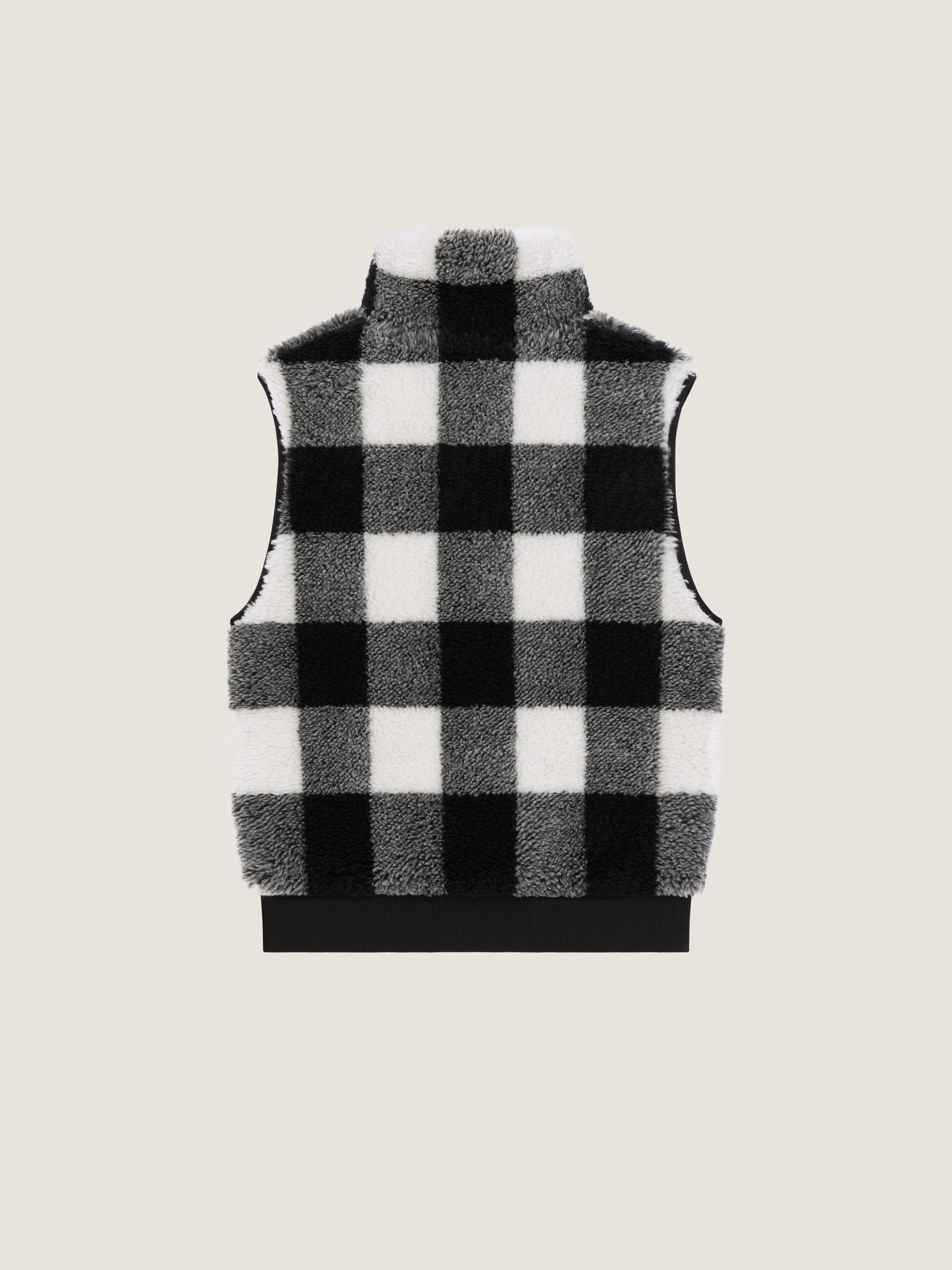 Checked sleeveless fleece jacket